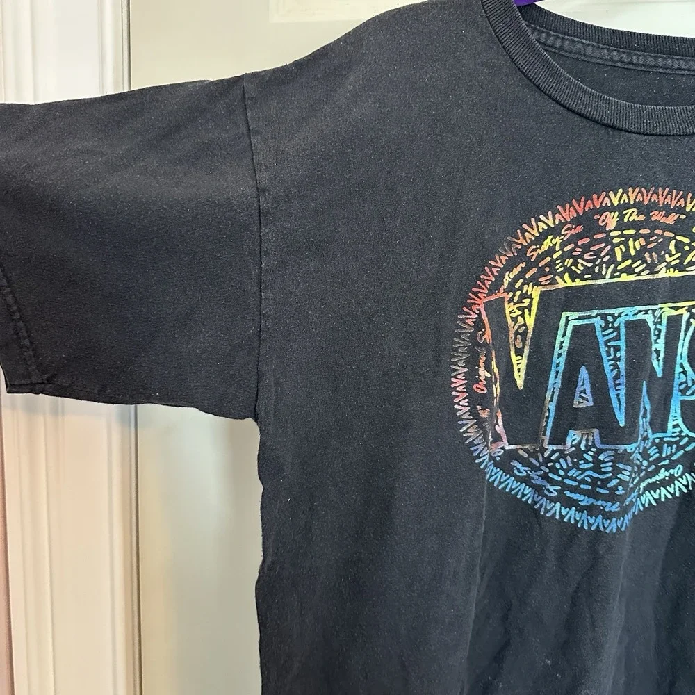 VTG Vans RARE RAINBOW Graphic Tshirt Black Skate Streetwear SZ S/M - Picture 4 of 9